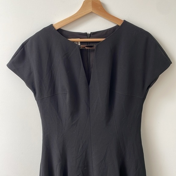Anne Klein black career classic office shortsleeve A line flare dress, size 2 - Picture 2 of 12